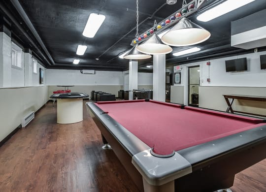 Entertainment and game room at Mason Hall in Alexandria, VA 22314