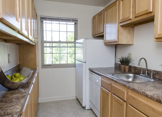 Kitchen with classic appliances at Mason Hall in Alexandria, VA 22314