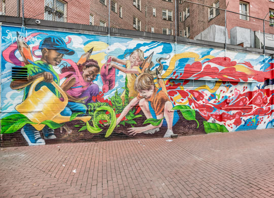 Nearby mural in Adams Morgan at The Melwood, Washington