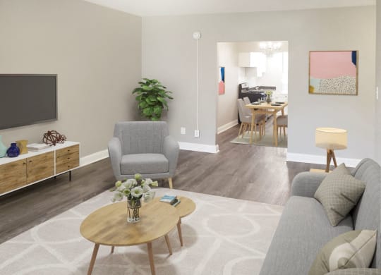 Living and dining (virtually staged) at Park Crest Apartments, Washington, District of Columbia