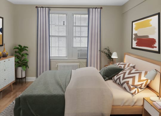 Bedroom (virtually staged) at Park Crest Apartments, Washington, District of Columbia