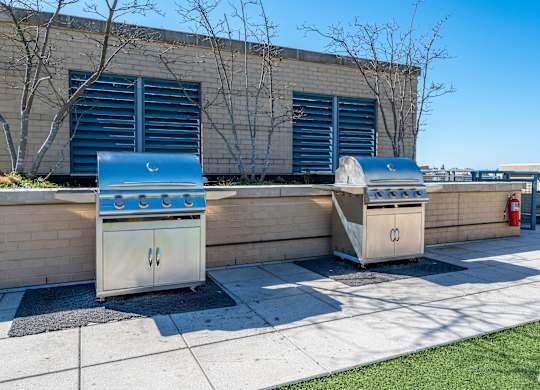 Rooftop terrace with grills at Park Place at Petworth Station in Washington, DC 20011