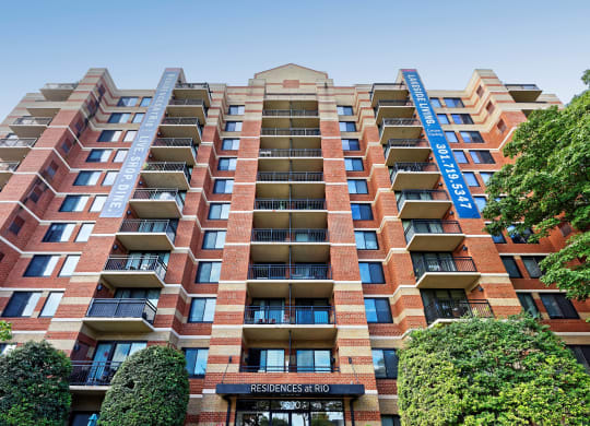 Building exterior at Residences at Rio, Gaithersburg, 20878