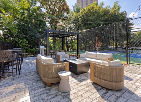 Patio with grills at Residences at Rio, Gaithersburg, MD