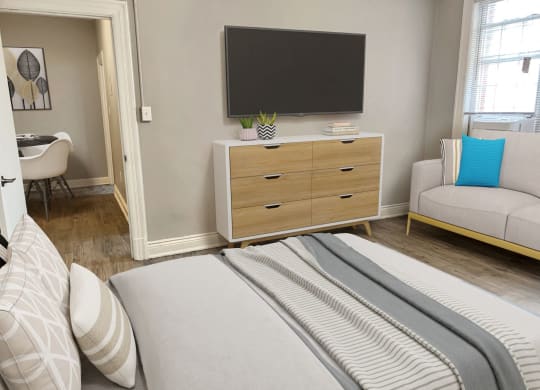 Studio apartment (virtually staged) at Cathedral Mansions, Washington, DC