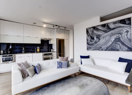 Two-bedroom living and dining (staged) at The Shay, Washington, DC 20001