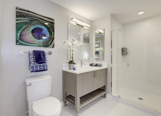 Modern bathroom at Valo Apartments, Washington DC 20024