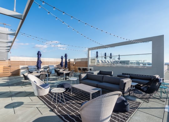 Rooftop deck with pool at Valo Apartments, Washington, DC 20024