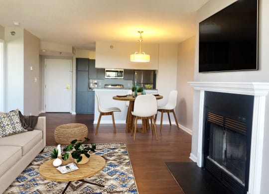Living Room With TV at Residences at Rio, Maryland
