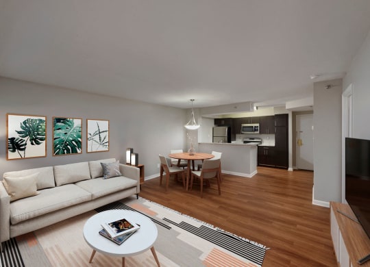 Living Room and Kitchen  at Residences at Rio, Gaithersburg, MD, 20878