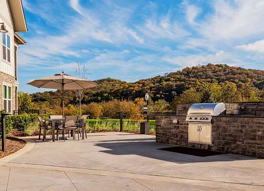 Outdoor grill stations and lounge areas at Retreat at Ironhorse, Franklin, TN, 37069