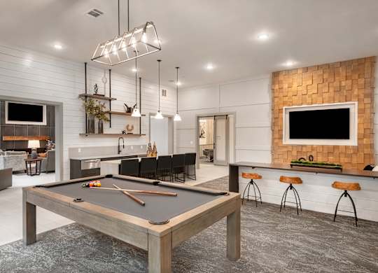 Upscale Game Room With Pool Table