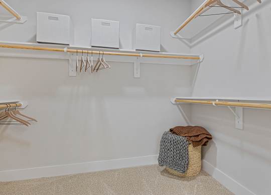 A white closet with a hanging rod and shelves.