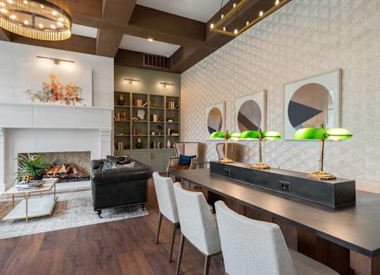 a living room filled with furniture and a fire place