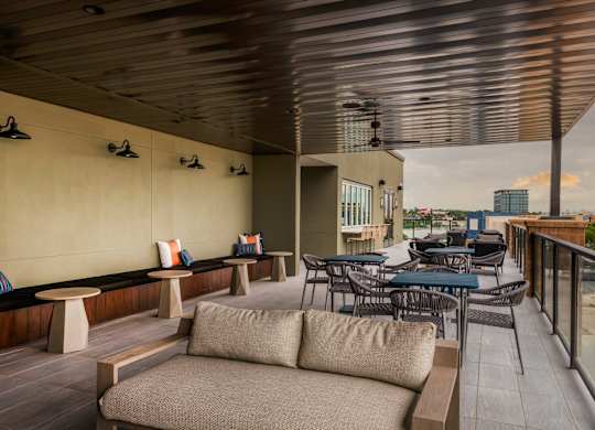 a view of the rooftop bar at the westin bonaventure hotel in los angeles