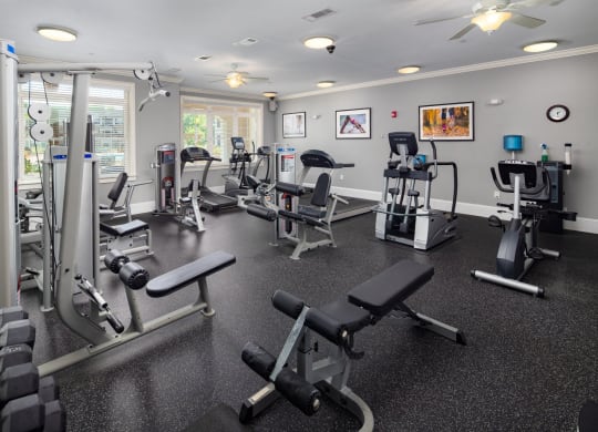 Fitness Center With Updated Equipment at Abberly Crossing Apartment Homes by HHHunt, Ladson, 29456