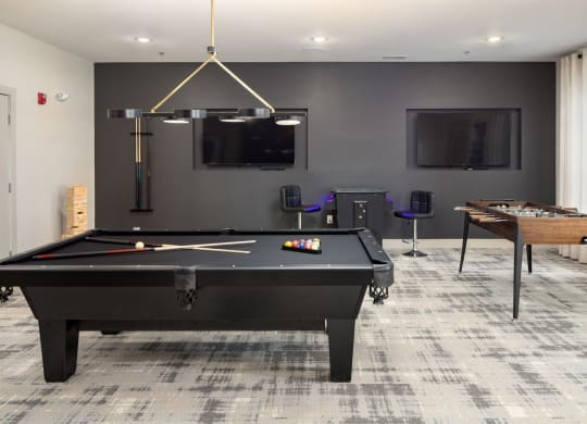 The S Lounge with Billiards, Foosball and Vintage Arcade Games at Abberly Solaire Apartment Homes, Garner, NC, 27529