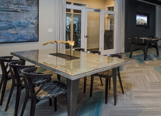 Game Room with Foosball Table at Abberly at Southpoint Apartment Homes by HHHunt, Virginia