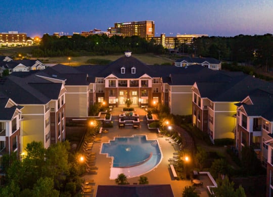 Aerial View Of Community Amenities at Abberly Village Apartment Homes by HHHunt, West Columbia, SC, 29169