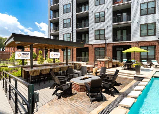 our apartments offer a clubhouse with a pool at Abberly Foundry Apartment Homes, Nashville