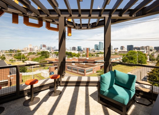 a view of the city from the rooftop deck at Abberly Foundry Apartment Homes, Nashville, 37203