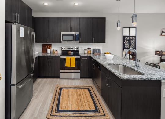 our apartments offer a modern kitchen with stainless steel appliances and granite countertops