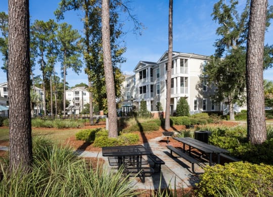Picnic area with charcoal grill at West Ashley Apartment Homes, Charleston, SC, 29414