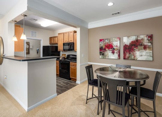 Kitchen and Dining Area at Abberly Woods Apartment Homes, North Carolina