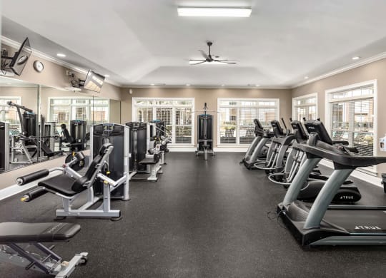 Well Equipped Fitness Center at Abberly Woods Apartment Homes, NC 28216