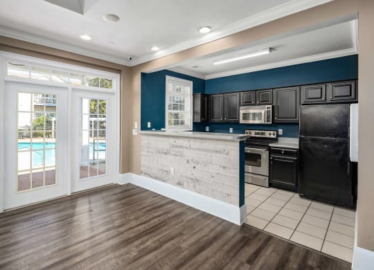Clubhouse Kitchen at Abberly Woods Apartment Homes, Charlotte