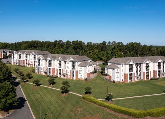 Drone View of Buildings at Abberly Woods Apartment Homes, NC 28216