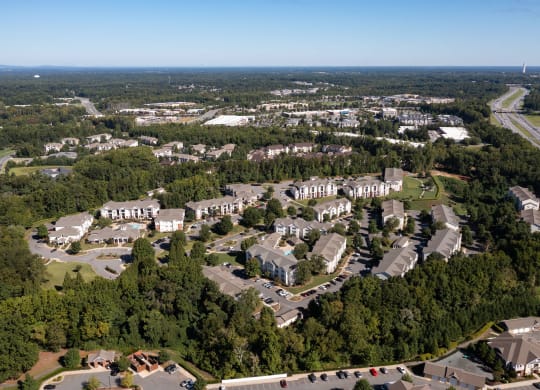 Aerial View of Community at Abberly Woods Apartment Homes, Charlotte, NC 28216