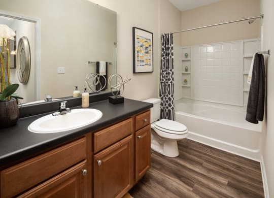 Plank Flooring in Bathroom at Abberly Woods Apartment Homes, Charlotte, 28216