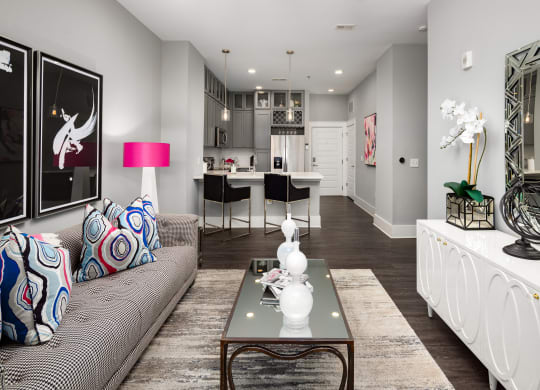 Living Room With Kitchen at Abberly Onyx Apartment Homes, Decatur