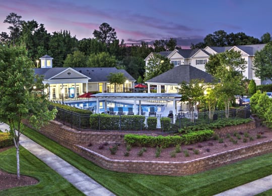 Beautifully landscaped pool area  at Abberly Grove Apartment Homes, North Carolina, 27610
