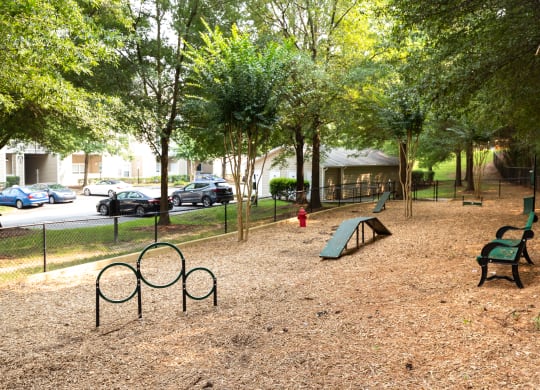 Dog park with agility equipment at Abberly Grove Apartment Homes, Raleigh, 27610