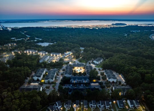 Aerial View of Community at Sunset