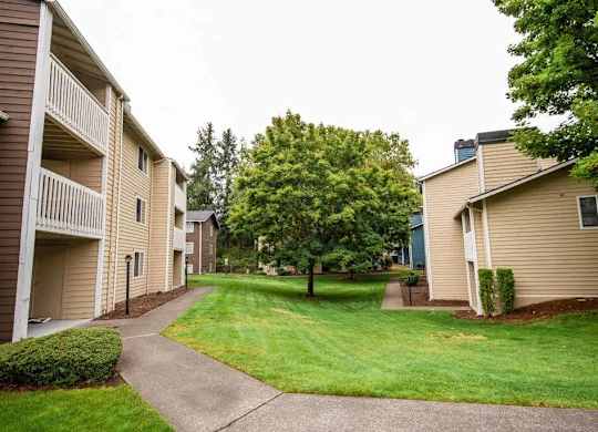 A grassy area in front of apartment buildings at Altitude Apartment , Tacoma, WA