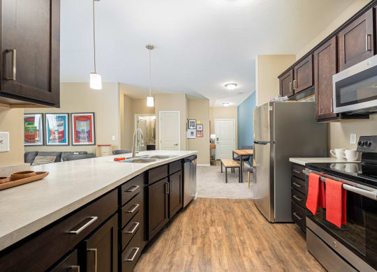 the preserve at ballantyne commons apartment kitchen and living room