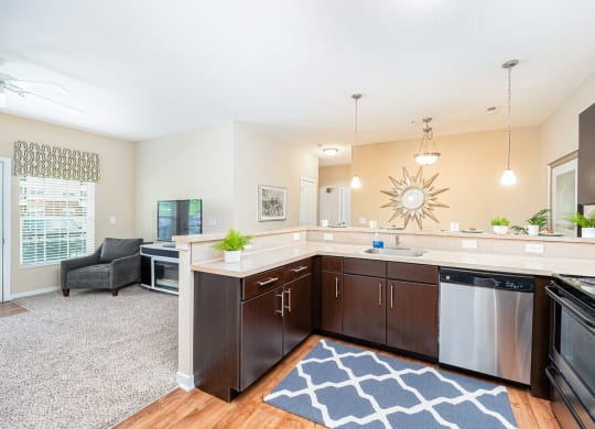 the preserve at ballantyne commons apartment kitchen and living room