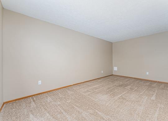 A room with a carpeted floor