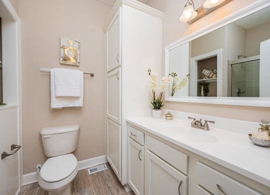 a white bathroom with a toilet and a sink
