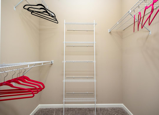 the walk in closet at the preserve apartments