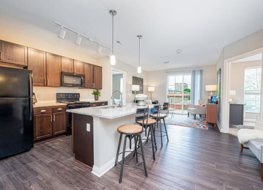 the preserve at ballantyne commons apartment kitchen and living room