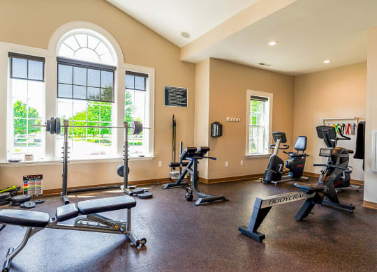 the gym at the at the boulevard apartments in