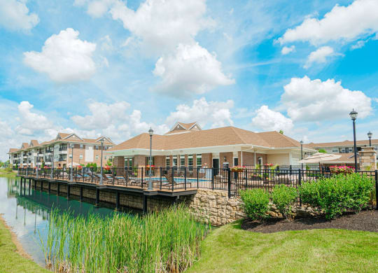 a building with a dock over a body of water