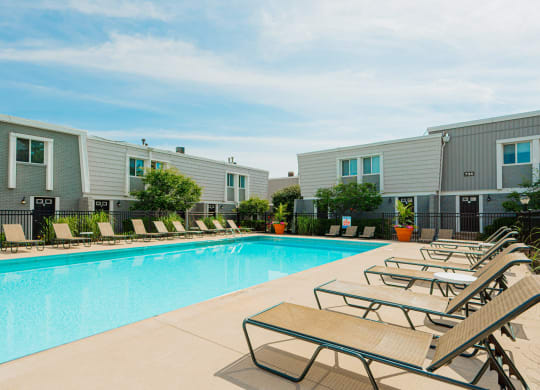 our apartments have a swimming pool and lounge chairs