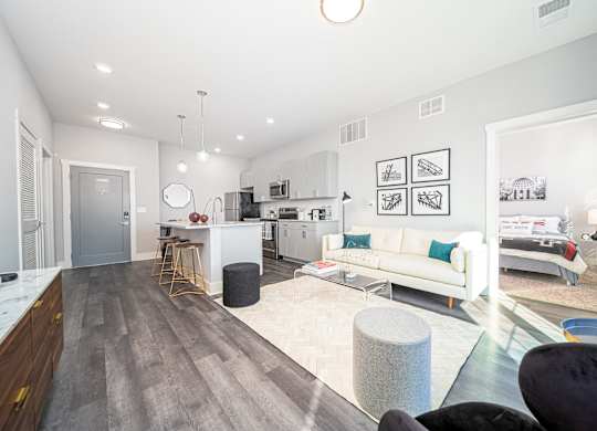 a view of a living room with a police light on the floor