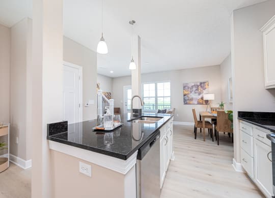 a kitchen with a sink and a counter top