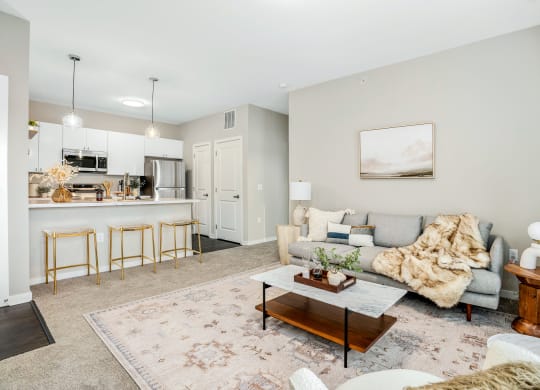 a living room with a couch and a coffee table